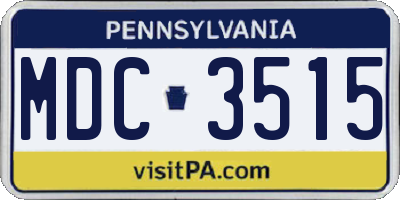 PA license plate MDC3515
