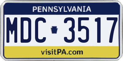 PA license plate MDC3517