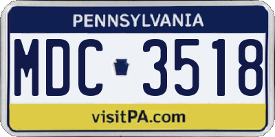 PA license plate MDC3518