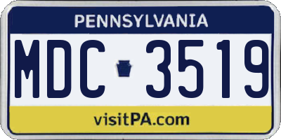 PA license plate MDC3519