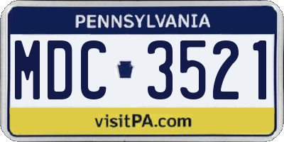 PA license plate MDC3521