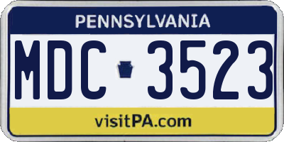 PA license plate MDC3523