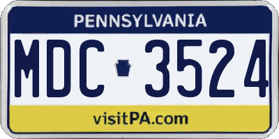 PA license plate MDC3524