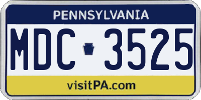 PA license plate MDC3525