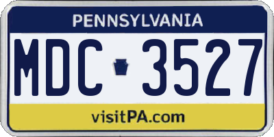 PA license plate MDC3527
