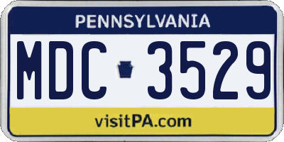 PA license plate MDC3529