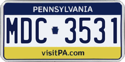 PA license plate MDC3531