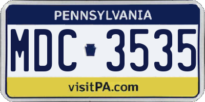 PA license plate MDC3535