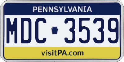 PA license plate MDC3539