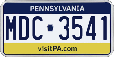 PA license plate MDC3541