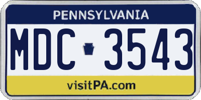 PA license plate MDC3543