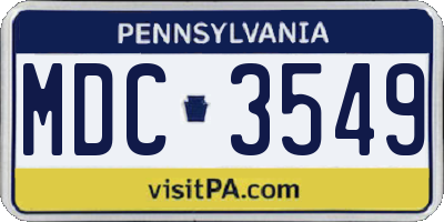 PA license plate MDC3549