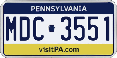 PA license plate MDC3551