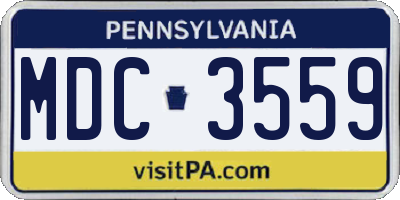PA license plate MDC3559