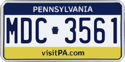 PA license plate MDC3561