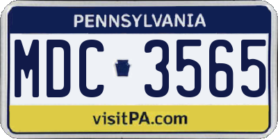 PA license plate MDC3565