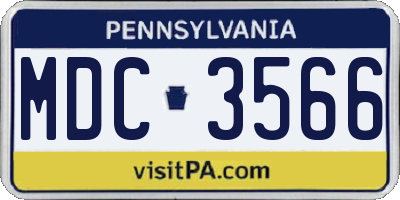 PA license plate MDC3566