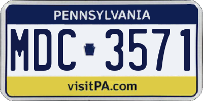 PA license plate MDC3571