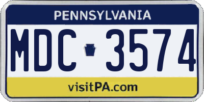 PA license plate MDC3574