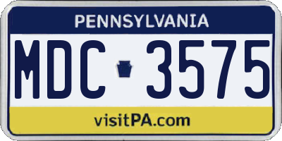 PA license plate MDC3575