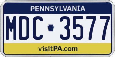 PA license plate MDC3577