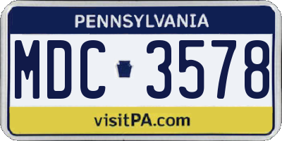 PA license plate MDC3578