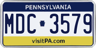 PA license plate MDC3579