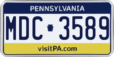 PA license plate MDC3589
