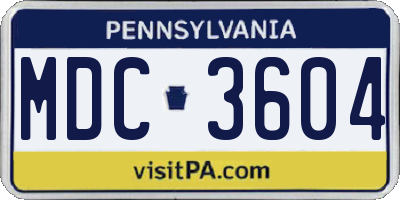 PA license plate MDC3604