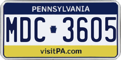PA license plate MDC3605