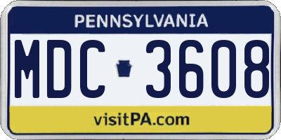 PA license plate MDC3608