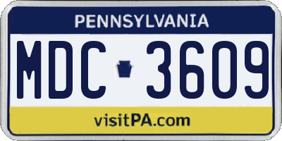 PA license plate MDC3609