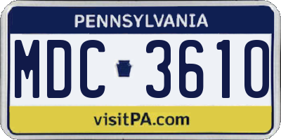 PA license plate MDC3610