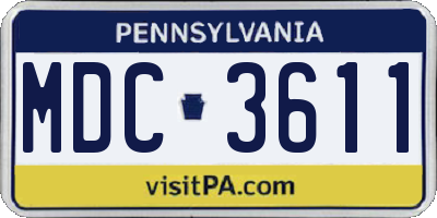 PA license plate MDC3611