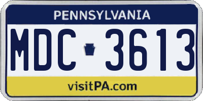 PA license plate MDC3613