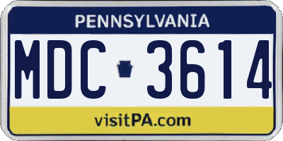 PA license plate MDC3614