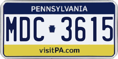 PA license plate MDC3615