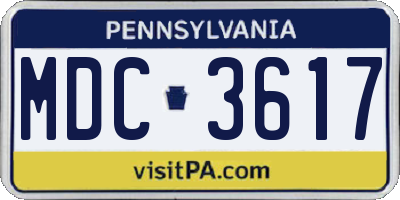 PA license plate MDC3617