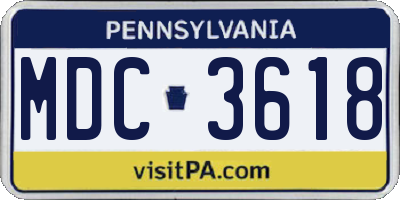 PA license plate MDC3618