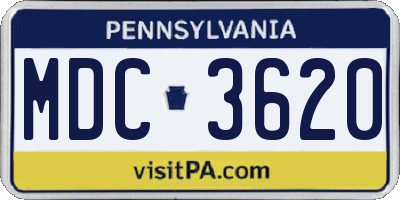 PA license plate MDC3620