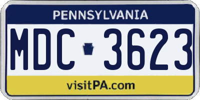 PA license plate MDC3623