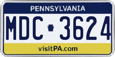 PA license plate MDC3624