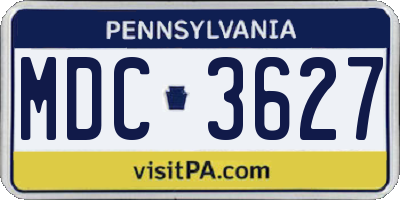 PA license plate MDC3627