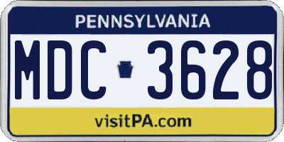 PA license plate MDC3628