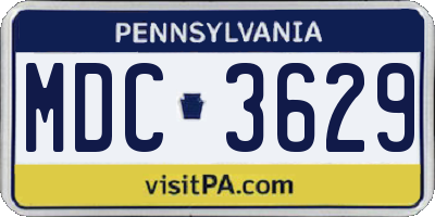 PA license plate MDC3629