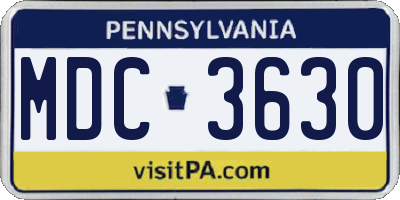 PA license plate MDC3630