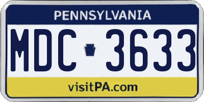 PA license plate MDC3633