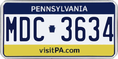 PA license plate MDC3634