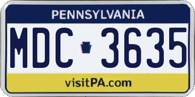 PA license plate MDC3635