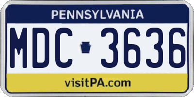 PA license plate MDC3636